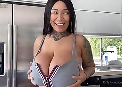 I'm facialized at the end of my homemade huge tits clip
