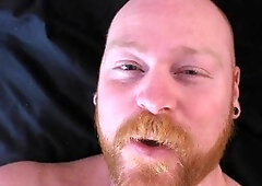 Redhead slut blows hard fat cock for pov cam